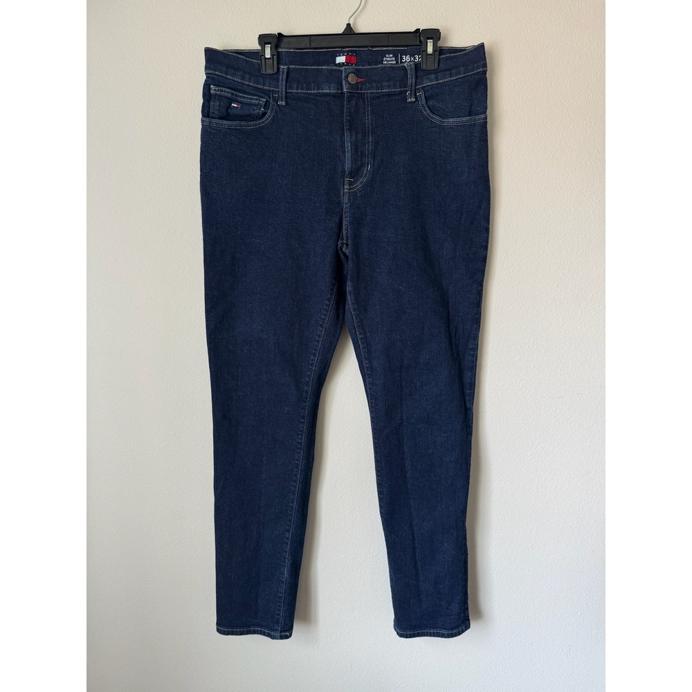 Tommy Hilfiger‎ Tommy Jeans Mens 36x32 Slim Fit Dark Wash Denim Blue Jeans